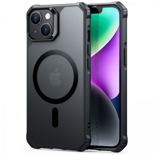 ESR Air Armor - Cover posteriore in Plastica rinforzata per Apple iPhone 14 - Compatibile MagSafe - Nero