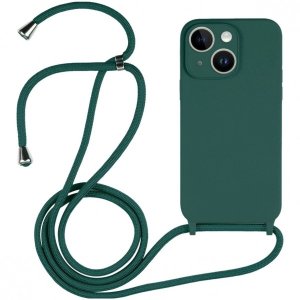 Mobigear Lanyard - Cover con laccio in Silicone per Apple iPhone 14 - Verde