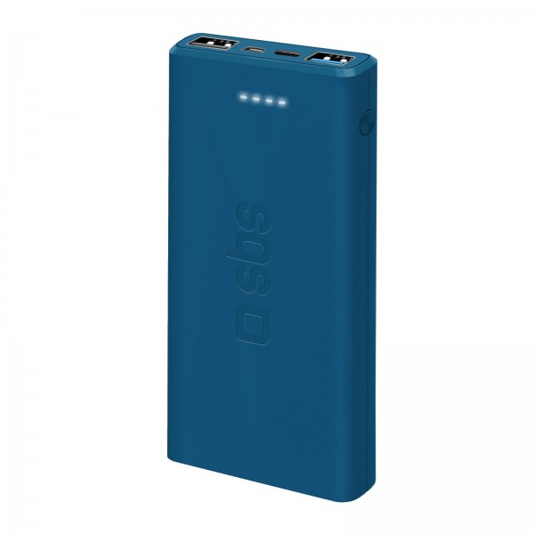 SBS Fast Charge - Power bank Triple USB / USB-C 10.000 mAh - Blu